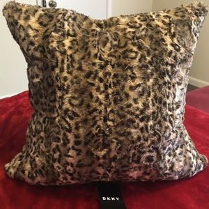 DKNY Leopard print faux fur accent pillow